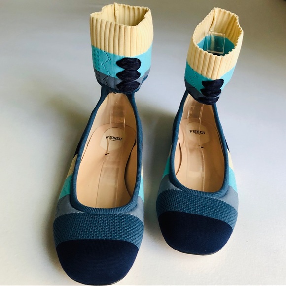 Fendi Shoes - Fendi Sz8.5-9 Rockoko Striped Pointelle Ankle Cuff